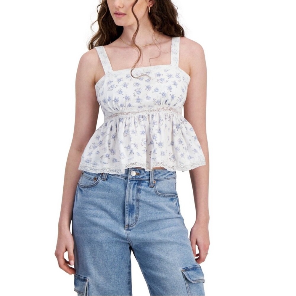 Celebrity Pink Blue Floral Tank Top